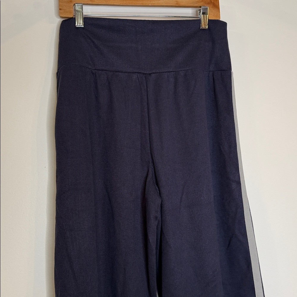 NWOT Halara ribbed high waisted wide leg lounge pants size large navy - Picture 6 of 11